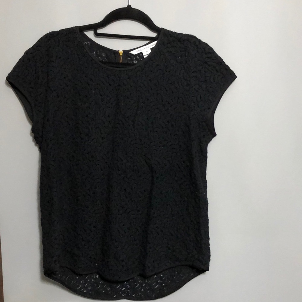 EUC DVF black lace top, size M